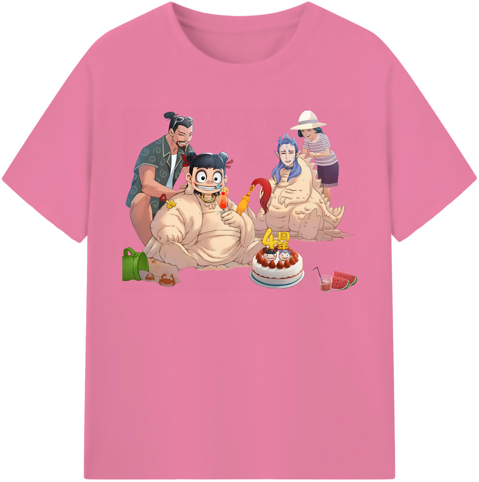 （画像用） Ne Zha 2 ナタ 魔童の大暴れ 綿100％半袖Tシャツ（フロントプリント）